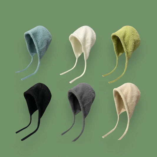 Y2K Cute Beanie Hat – Warm Japanese Knit for Autumn & Winter, Ear Protection, Tie Pullover Cap for Men & Women