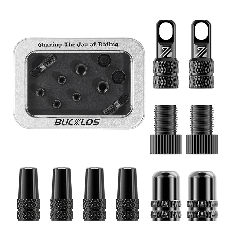 BUCKLOS F/V to A/V Valve Adapter – Aluminum Alloy Presta to Schrader Converter with Durable Bicycle Valve Cap