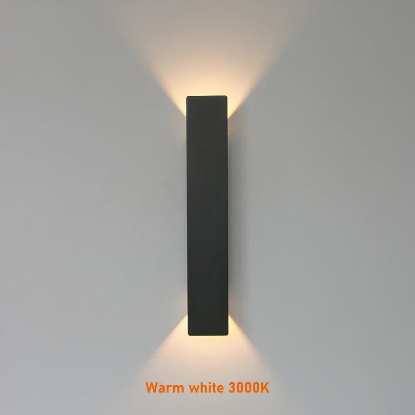 Outdoor Waterproof Wall Lamp – Modern LED Up/Down Light, Black & White Aluminum, IP65, 110V-220V Fixtures