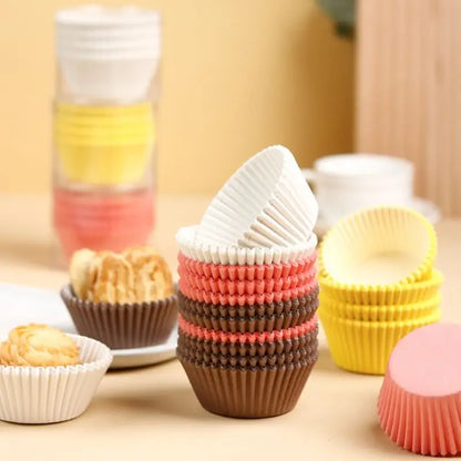 100pcs Disposable Muffin & Egg Tart Cups – Heat-Resistant Thickened Paper Cupcake Liners for Baking