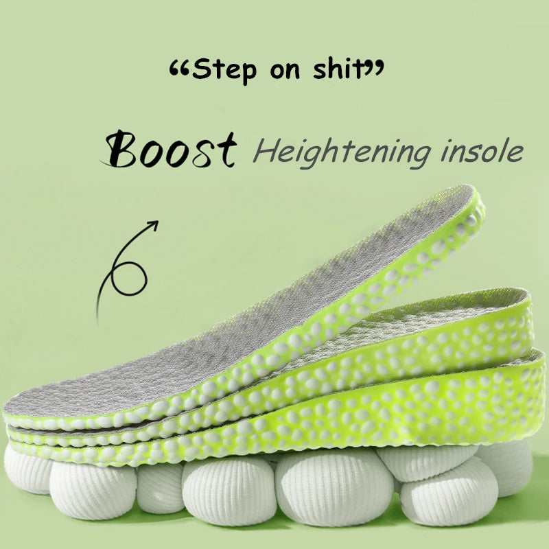 Heightening Running Insole – PU Foam with Rice Particles, Breathable & Soft Shoe Insole for Hiking, Knee Protection for Men & Women