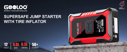 GOOLOO A3 3000A Jump Starter with Air Compressor – Portable Car Battery Booster for 9.0L Gas & 6.5L Diesel, 150PSI with Auto Shut-Off