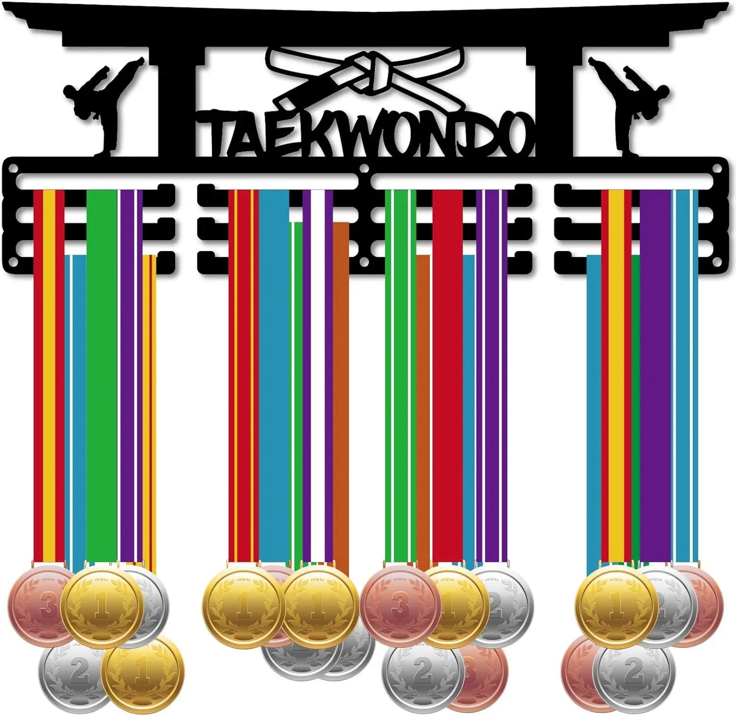Taekwondo Medal Holder – Wall-Mounted 3-Line Medal Rack Display for Home, Room Decoration, and Gifts
