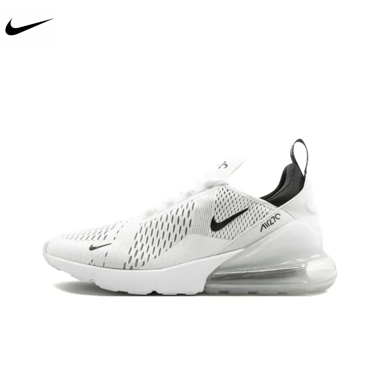 Nike Air Max 270 Running Shoes – Mesh, Shock Absorption, Non-Slip, Abrasion Resistant, Unisex Black & White Low Top