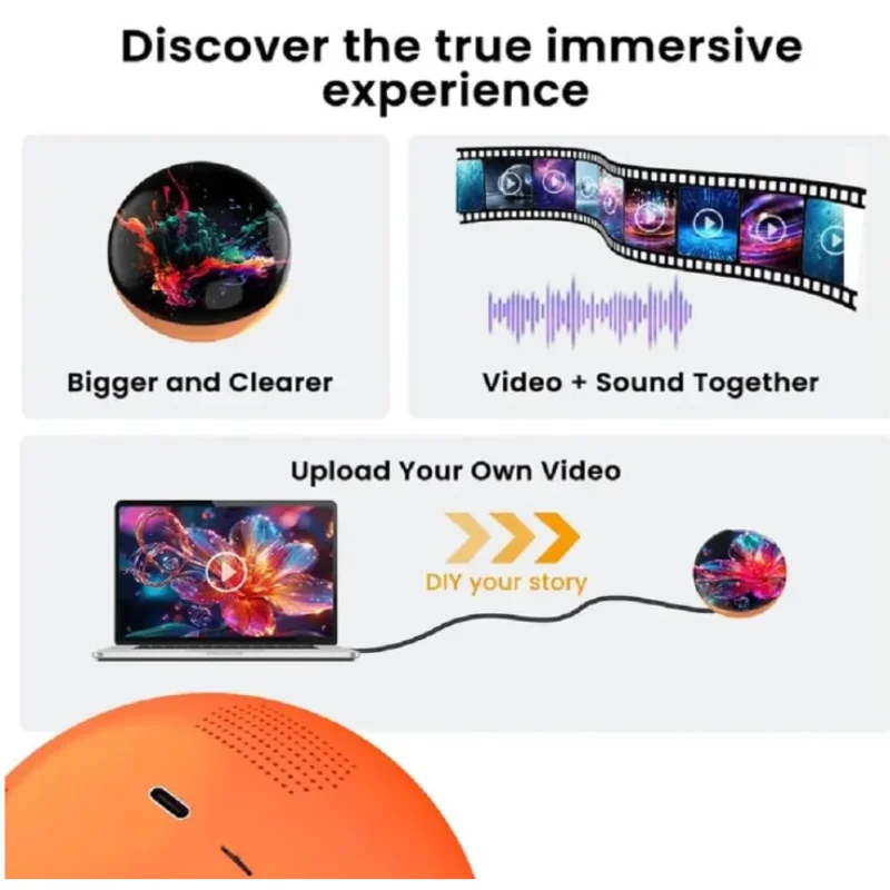 Customizable Video Glass Ball Lamp — DIY Spherical Pixel Display with Detachable Video & Sound Game Screen