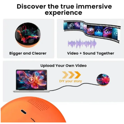 Customizable Video Glass Ball Lamp — DIY Spherical Pixel Display with Detachable Video & Sound Game Screen