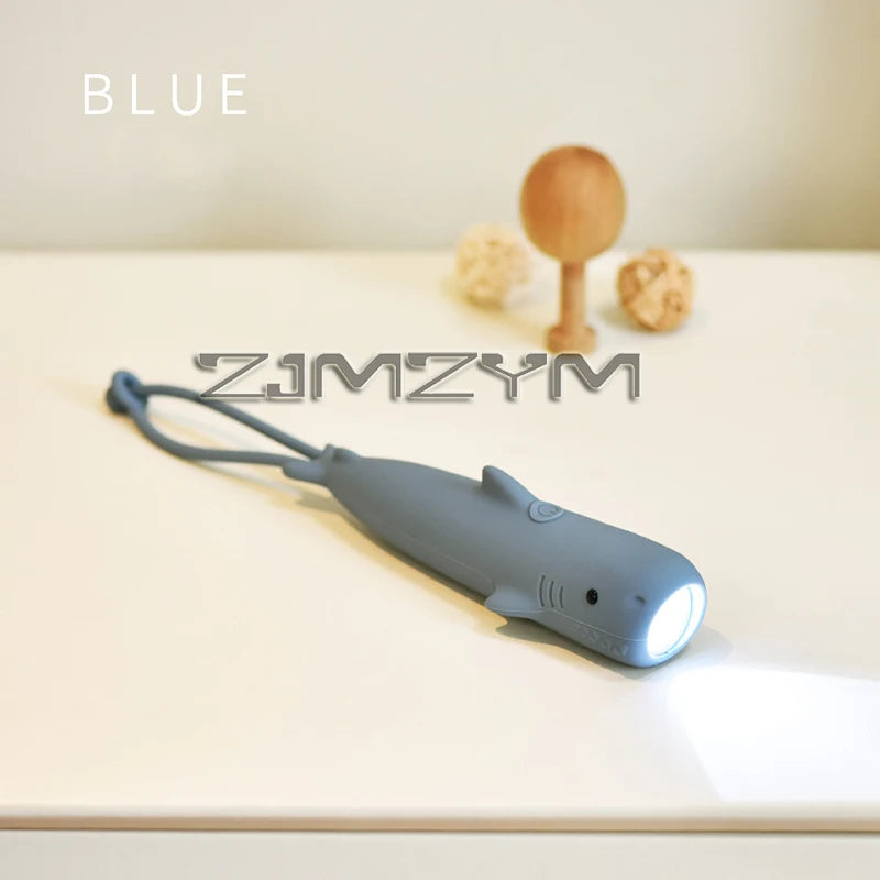 USB Rechargeable Animal LED Flashlight – Cute Soft Silicone Shark, Crocodile, Lion & Dog Portable Cartoon Lamp