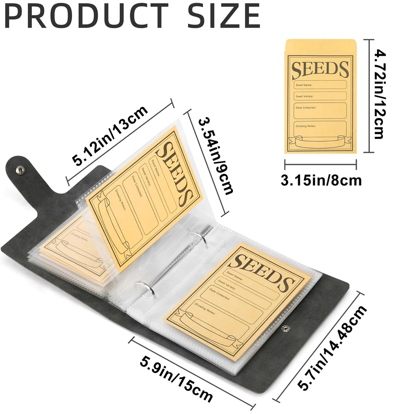 Garden Seed Storage Organizer Binder – 50 Self-Sealing Seed Envelopes for Easy Seed Packet Organization