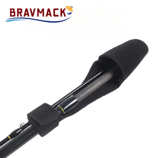 BRAVMACK Fishing Rod Elastic Protection Cap & Strap Set — Water Droplet Wheel Winding Rod Strap for Secure Fishing Rod Storage