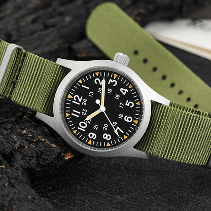 Militado ML05 Vintage Quartz Watch 38mm with VH31 Movement, Domed Sapphire Crystal, AR Coating & Luminous Dial