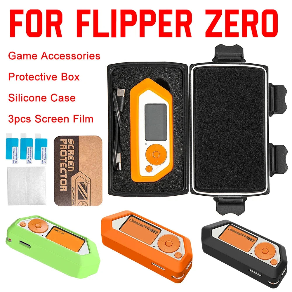 Protective Carrying Case for Flipper Zero – Portable Silicone Cover with Transparent Screen Film, Game Console Accessory