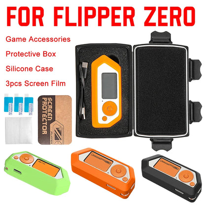 Protective Carrying Case for Flipper Zero – Portable Silicone Cover with Transparent Screen Film, Game Console Accessory
