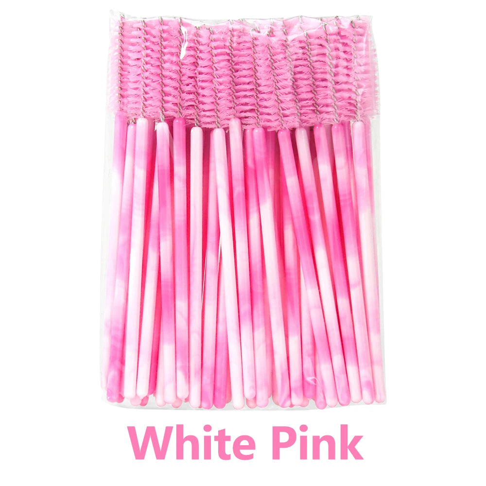 ANNAFRIS 50pcs Disposable Eyelash & Eyebrow Brushes — Soft Crystal Lash Extension Mascara Wands Makeup Tools