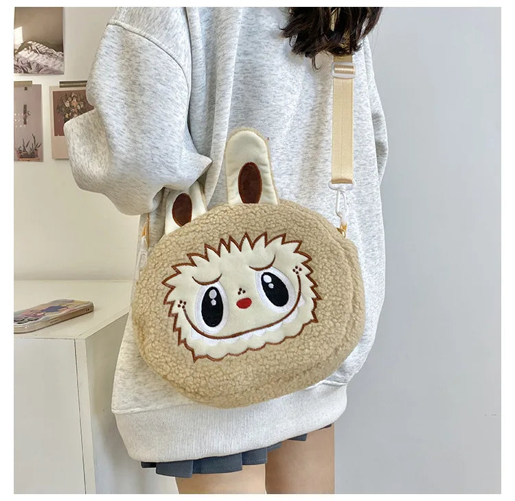Labu Cartoon Crossbody Plush Bag – Kids Backpack & Shoulder Bag Doll Change Purse, Perfect Gift for Girls