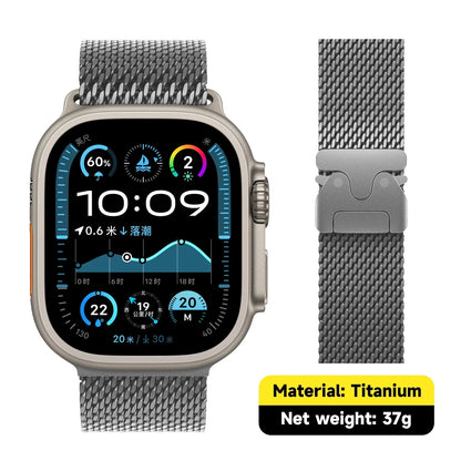 100% Titanium Milanese Loop Band for Apple Watch Ultra 2/1, Series 10–6, SE – iWatch Strap for 45mm 46mm 49mm Models