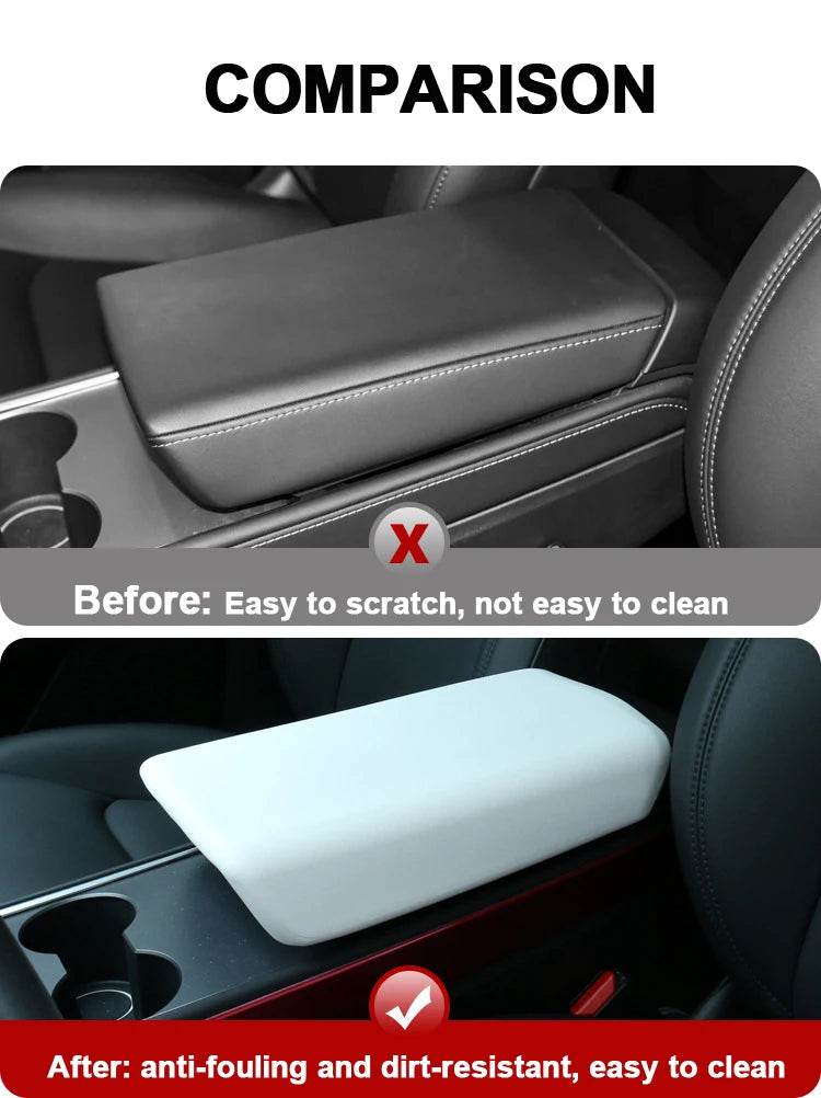 Armrest Box Protective Cover – TPE Center Console Pad for Tesla Model 3 2023 & Model Y HW4.0 Accessories