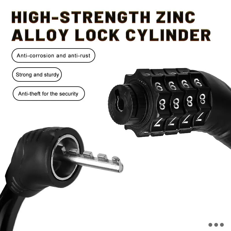 Mountain Bike Portable Security Bike Lock - 4-Digit Code Lock for Bicycle, Motorcycle, Scooter
