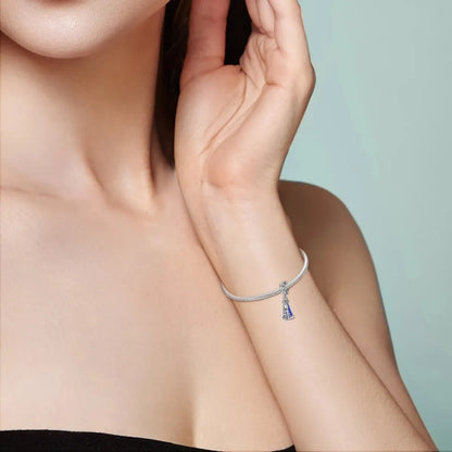 MULA Silver-Plated Sunflower & Four-Leaf Clover Dangle Charms - DIY 3MM Snake Chain Bracelet