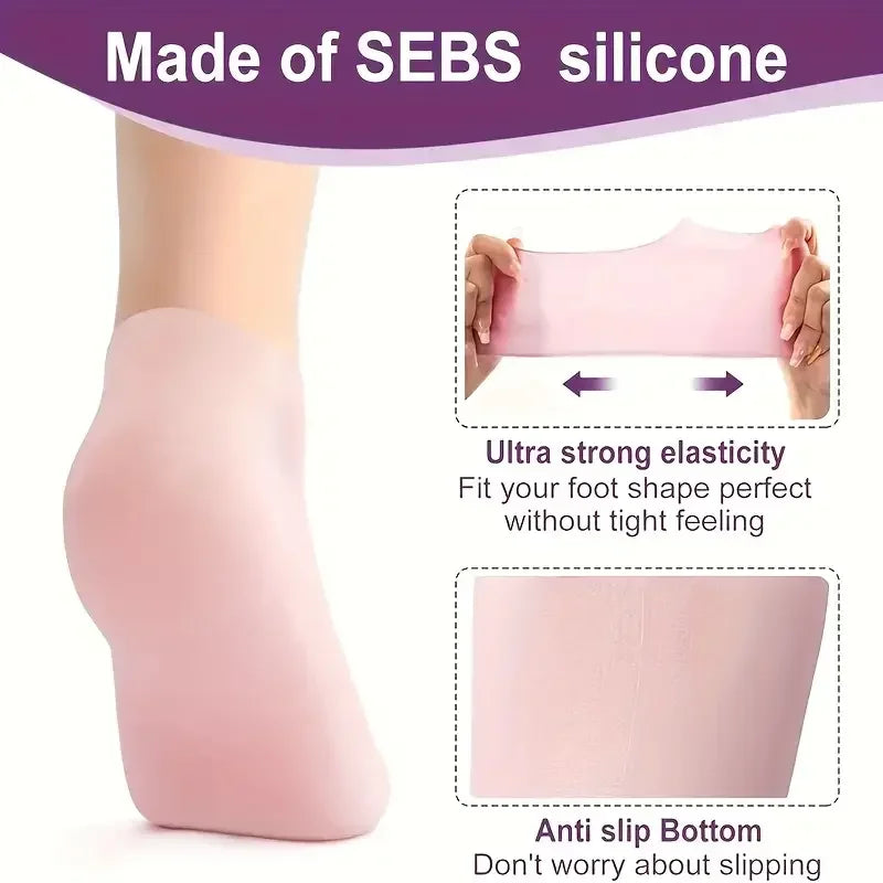 2PCS Silicone Foot Care Socks – Moisturizing, Softening Dry & Cracked Heels for Men & Women
