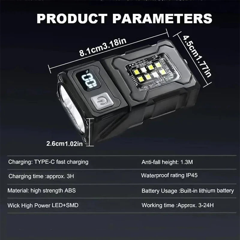 2/1pcs Portable Mini USB Rechargeable Flashlight — Super Bright LED Tail Magnet Torch with COB Emergency Light for Camping & Hiking