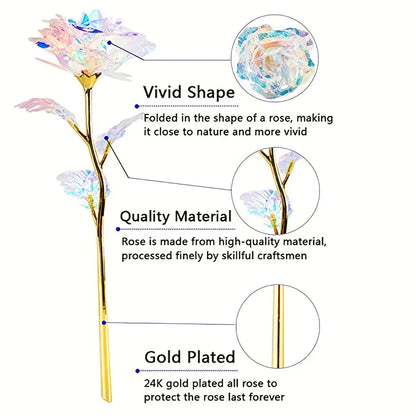 10PCS 24K Foil Plated Rose Gold Roses – Valentine’s Day, Wedding & Forever Love Decorative Gift