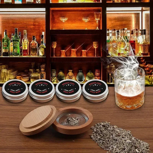 Wooden Cocktail Smoker Kit: Enhance Your Drinks with a Smoky Flavor - Ideal for Whiskey and Bar Accessories