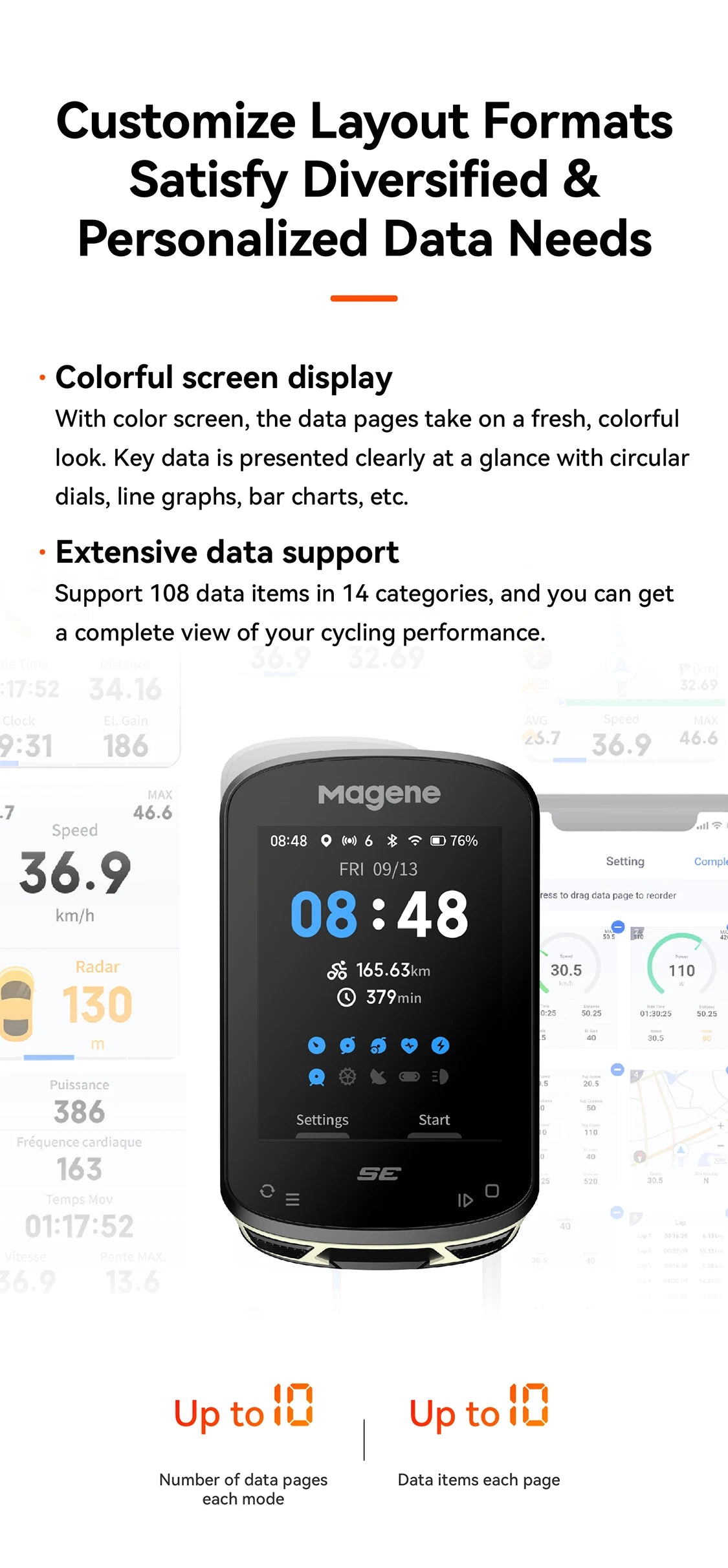 Magene C506 SE GPS Bike Computer - Navigation, WiFi, Bluetooth, Cycle Speedometer, Digital Stopwatch, 2.4 Odometer, Indoor Cycling