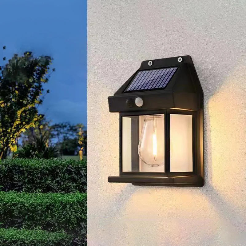 Solar Outdoor Wall Lamp - Human Body Induction, IP65 Waterproof for Home, Villa & Balcony Decor