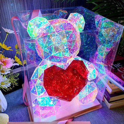 30cm Teddy Bear LED Gift Lamp – Colorful Romantic Light for Girls’ Birthday & Valentine’s