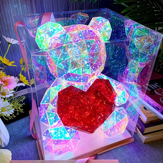 30cm Teddy Bear LED Gift Lamp – Colorful Romantic Light for Girls’ Birthday & Valentine’s