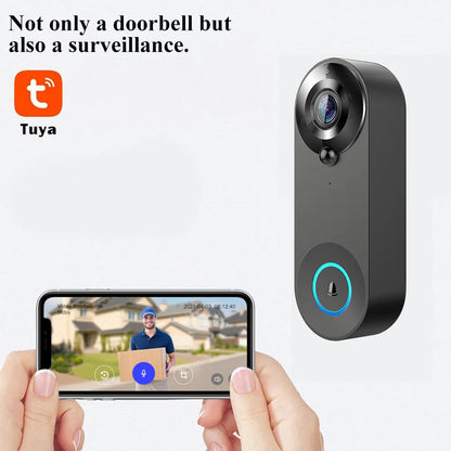 1080P Wireless Video Doorbell — WiFi Smart Doorbell with Tuya, Night Vision, Motion Detection & Two-Way Intercom for Home
