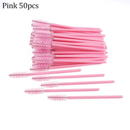 50PCS Reusable Eyelash Brushes – Mascara Wands Spoolers for False Lashes & Eyelash Extensions