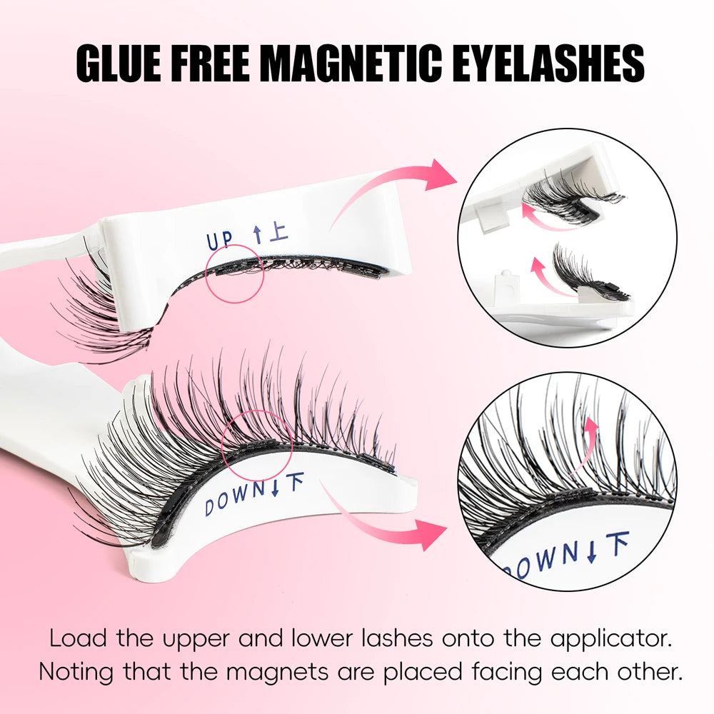 Vipuda Magnetic Eyelashes – Reusable Thick False Lashes with Magnets & Tweezer, Soft Eyelash Extensions