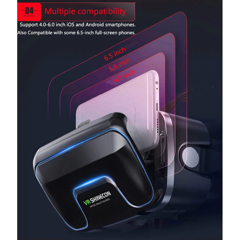 VR Shinecon 10.0 3D Virtual Reality Headset – Helmet Goggles for Smartphone Gaming