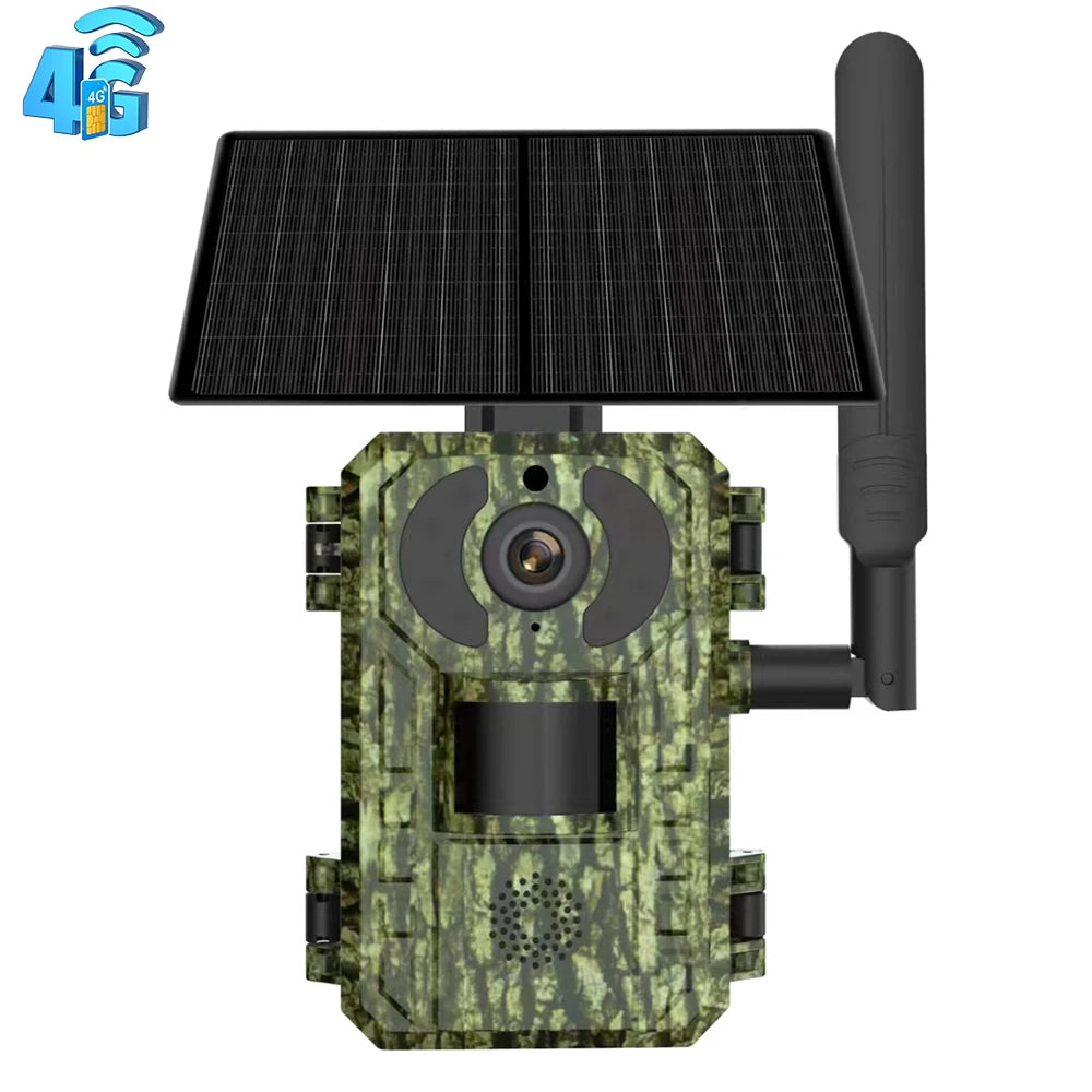 EU 4G 4MP 2K Solar Wildlife Trail Camera – Battery-Powered, PIR Motion-Activated, IP65 Outdoor Night Vision, No Red Light Exposure