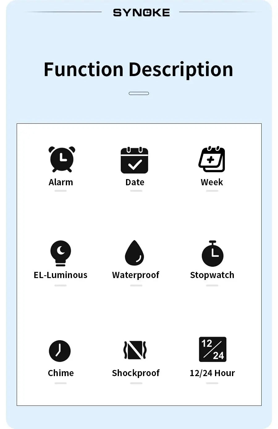 SYNOKE Digital Sports Watch for Men & Women – Luminous, Multifunction, Waterproof Wristwatch with Seven Lights for Outdoor & Running