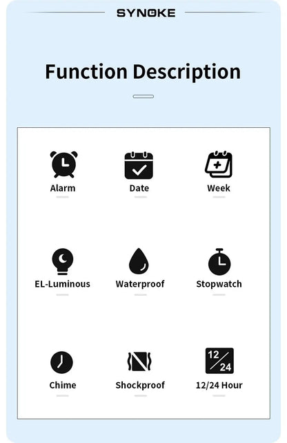 SYNOKE Digital Sports Watch for Men & Women – Luminous, Multifunction, Waterproof Wristwatch with Seven Lights for Outdoor & Running