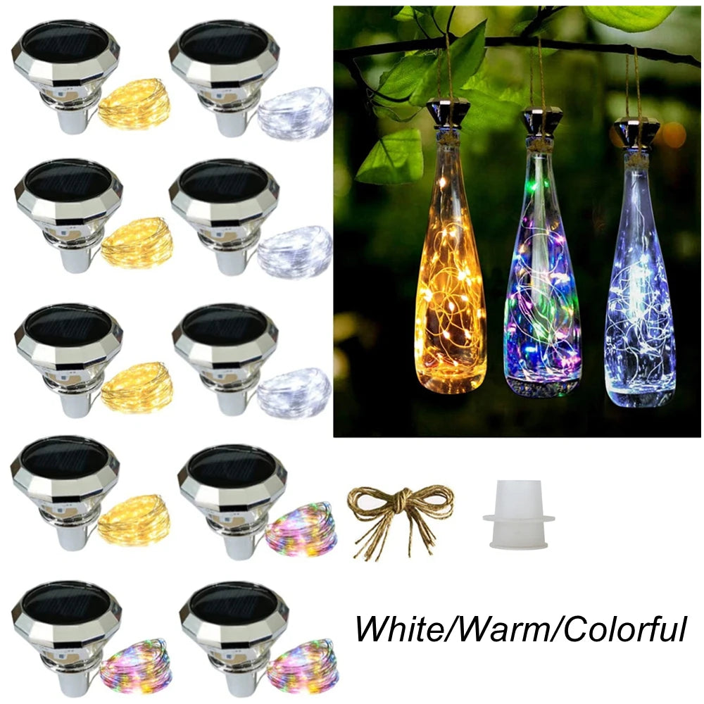 Updated Solar Wine Bottle Lights – 2M 20 LED Copper Wire Fairy String Lights for Xmas, Wedding & Party Decor, 4/8/10 Pack