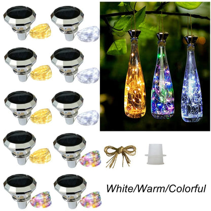 Updated Solar Wine Bottle Lights – 2M 20 LED Copper Wire Fairy String Lights for Xmas, Wedding & Party Decor, 4/8/10 Pack
