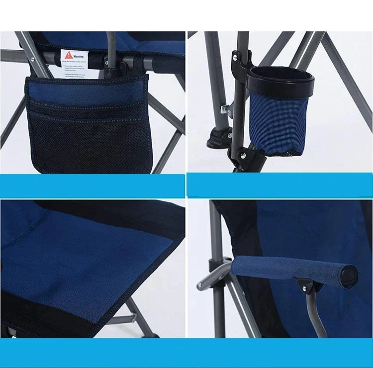 Outdoor Folding Fishing Chair – Large Camping Chair with Backrest, Armrests & Cup Holder