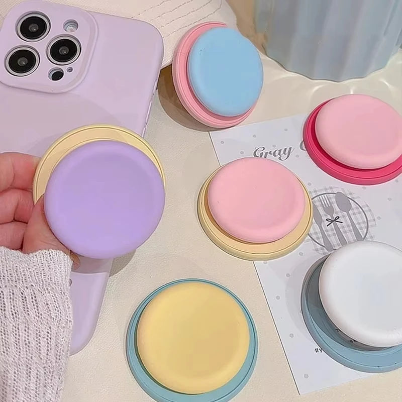 Cute Macaron Silicone Magnetic Phone Stand - Round Grip Holder for iPhone 15, iPad, MagSafe, and Smart Tok