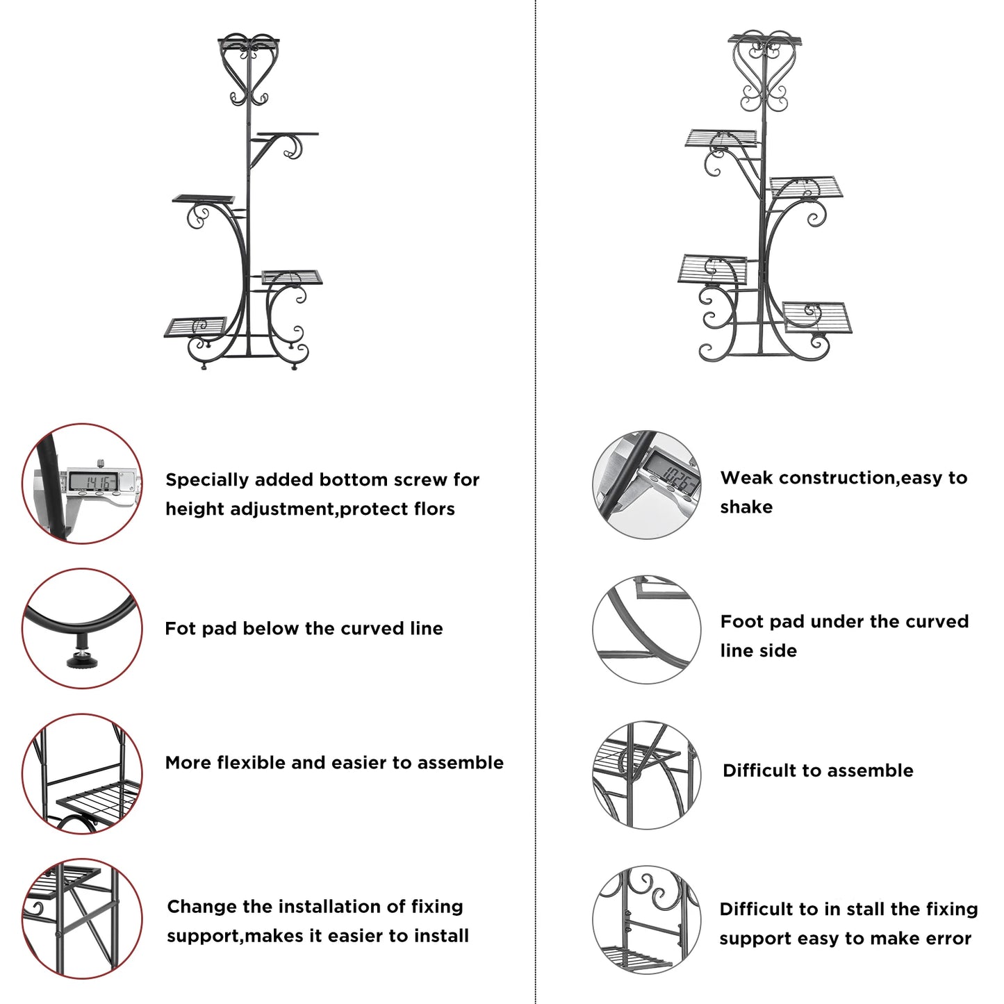 5-Tier Tall Metal Plant Stand Rack – Garden Flower Pot Display Shelf for Indoor & Outdoor Use