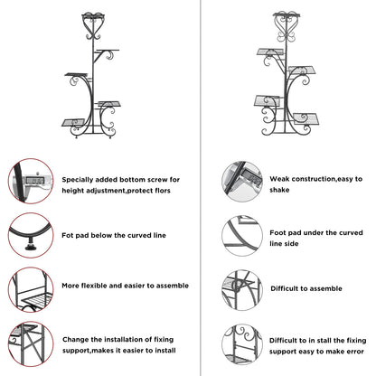 5-Tier Tall Metal Plant Stand Rack – Garden Flower Pot Display Shelf for Indoor & Outdoor Use