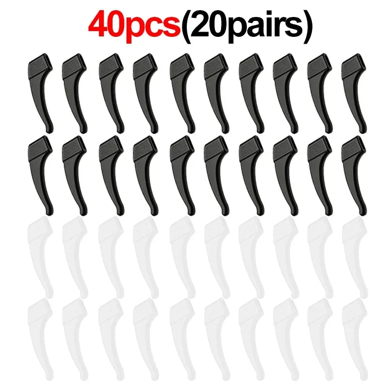 2/40PCS Silicone Ear Hooks for Glasses | Anti-Slip Eyewear Grip, Temple Sleeve & Sunglasses Holder Accessories