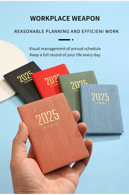 2025 A7 Pocket Planner – 365 Day PU Cover Notebook, Daily & Weekly Calendar, Office & School Agenda