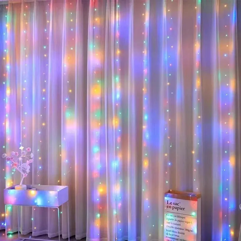 USB LED Curtain String Lights — 3x3/3x2/3x1 Fairy Light Garland for Christmas, Wedding, Home & Bedroom Decoration
