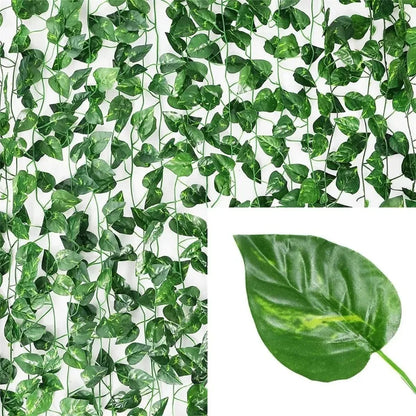 11M Artificial Ivy Leaf Garland — Green Hanging Vine for Outdoor Garden, Wall, Wedding & Home Decor