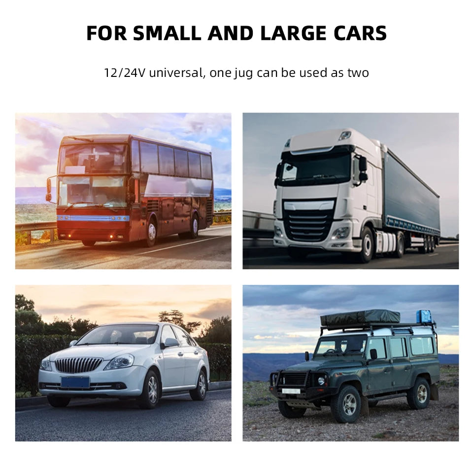 Yangood Portable Car Kettle 1500ML — Large Capacity 304 Stainless Steel Water Heater, 12V/24V for Travel, Tea, and Coffee