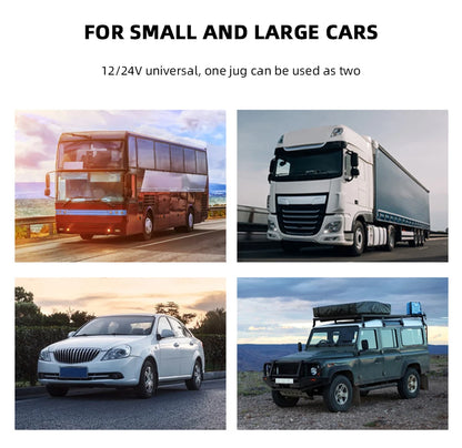 Yangood Portable Car Kettle 1500ML — Large Capacity 304 Stainless Steel Water Heater, 12V/24V for Travel, Tea, and Coffee