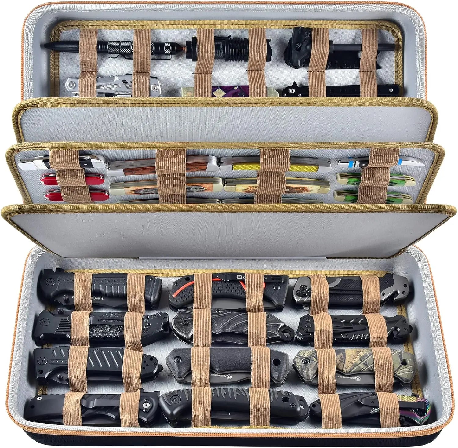 Knife Display Case – Storage Box for 66+ Pocket Knives & Butterfly Kni ...